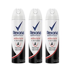 Kit Desodorante Antitranspir Aerossol Rexona Women Antibacteriano Invisible 150ml 3UN