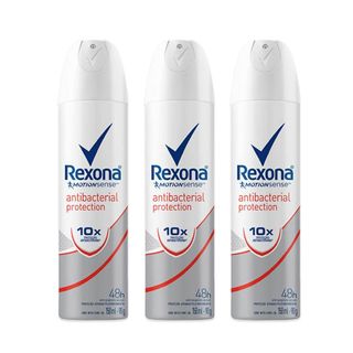 Kit Desodorante Antitranspir Aerossol Rexona Women Antibacteriano Protection 150ml 3UN Leve + por -