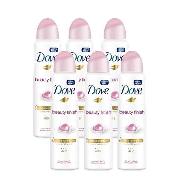 Kit Desodorante Antitranspirante Aerosol Dove Beauty Finish 6x150ml Leve Mais e Pague Menos