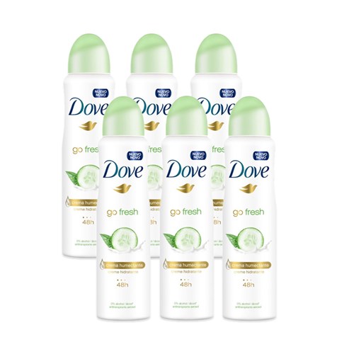Kit Desodorante Antitranspirante Aerosol Dove Go Fresh 150Ml 6 Unidades