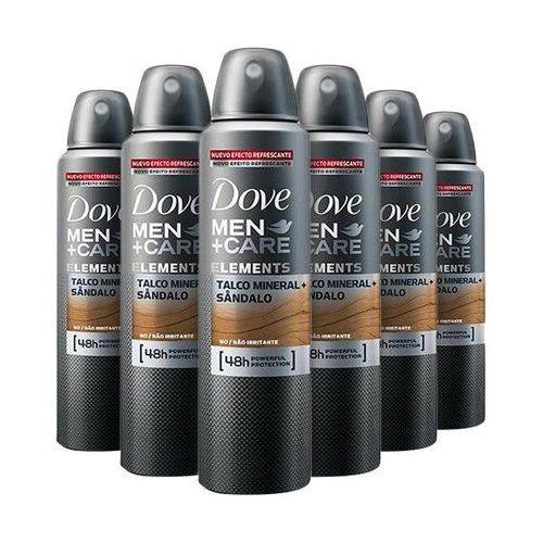 Kit Desodorante Antitranspirante Aerosol Dove Men+Care Talco Mineral + Sândalo Aerosol 6 X 150mL