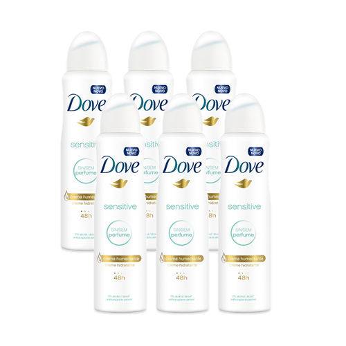 Kit Desodorante Antitranspirante Aerosol Dove Sensitive 150ml 6 Unidades