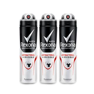 Kit Desodorante Antitranspirante Aerossol Antibacteriano Rexona Men Invisible 150ml Leve 3 Pague 2