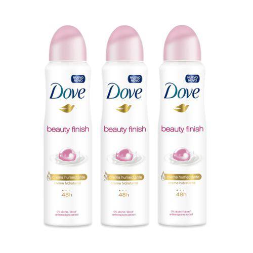 Kit Desodorante Antitranspirante Aerossol Dove Beauty Finish 150ml com 3 Unidades Leve + por -