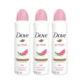 Kit Desodorante Antitranspirante Aerossol Dove Go Fresh Romã e Verbena 150ml com 3UN