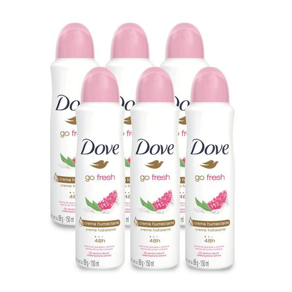 Kit Desodorante Antitranspirante Aerossol Dove Go Fresh Roma e Verbena 150ml Leve 6 Pague 4