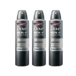 Kit Desodorante Antitranspirante Aerossol Dove Men Antibacteriano 150ml com 3 Unidades