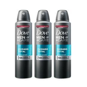 Kit Desodorante Antitranspirante Aerossol Dove Men Cuidado Total 150ml com 3 Unidades
