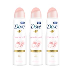 Kit Desodorante Antitranspirante Aerossol Dove Powder Soft 150ml com 3 Unidades