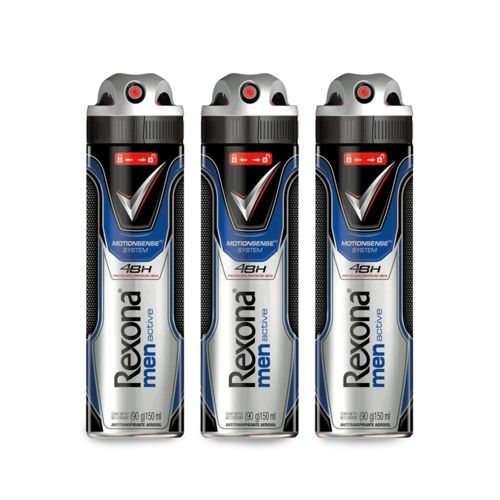 Kit Desodorante Antitranspirante Aerossol Rexona Active 150ml com 3 Unidades Leve + por -