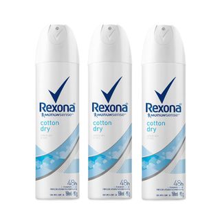 Kit Desodorante Antitranspirante Aerossol Rexona Cotton 150ml com 3 Unidades Leve + por -