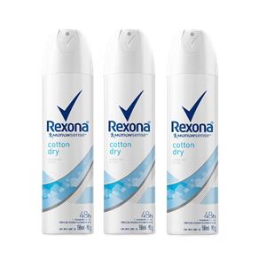 Kit Desodorante Antitranspirante Aerossol Rexona Cotton 150ml com 3 Unidades