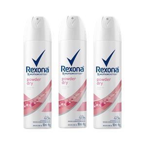 Kit Desodorante Antitranspirante Aerossol Rexona Powder 150ml com 3 Unidades