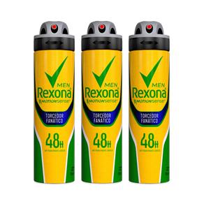 Kit Desodorante Antitranspirante Aerossol Rexona Torcedor Fanático 150ml com 3 Unidades