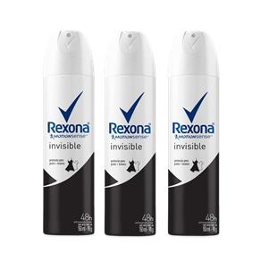 Kit Desodorante Antitranspirante Aerossol Rexona Women Invisible 150ml com 3 Unidades