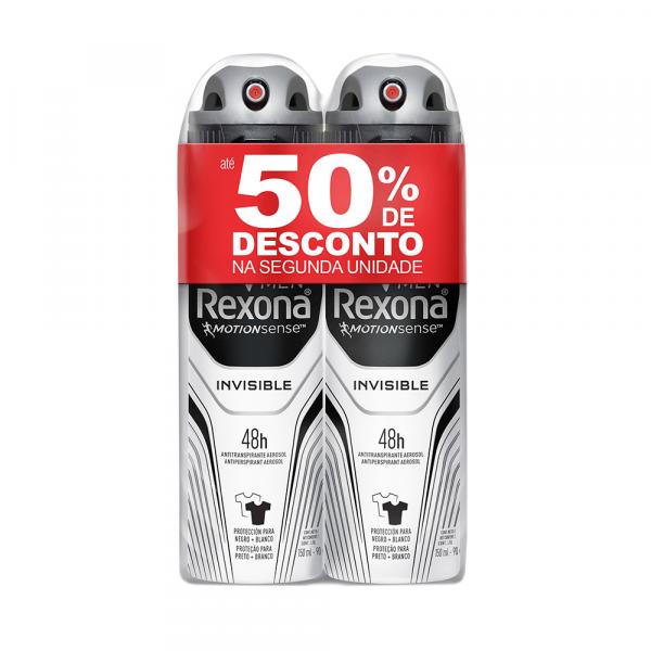 Kit 2 Desodorante Antitranspirante Aesorol Rexona Men Invisible 150ml