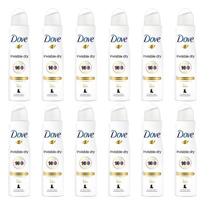 Kit Desodorante Antitranspirante Dove Invisible Dry Aerosol 150ml com 12 Unidades