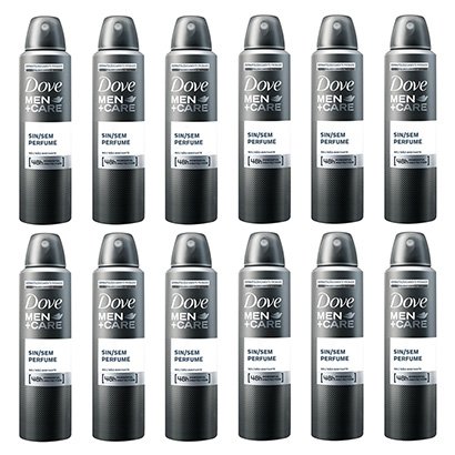 Kit Desodorante Antitranspirante Dove Sem Perfume Masculino Aerosol 150ml com 12 Unidades