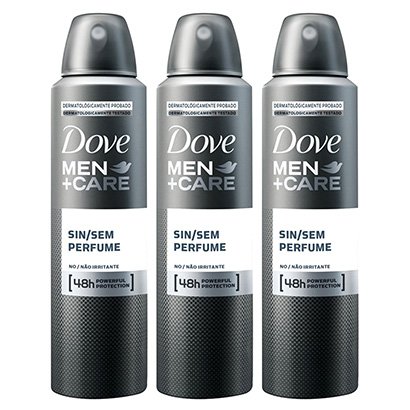 Kit Desodorante Antitranspirante Dove Sem Perfume Masculino Aerosol 150ml com 3 Unidades