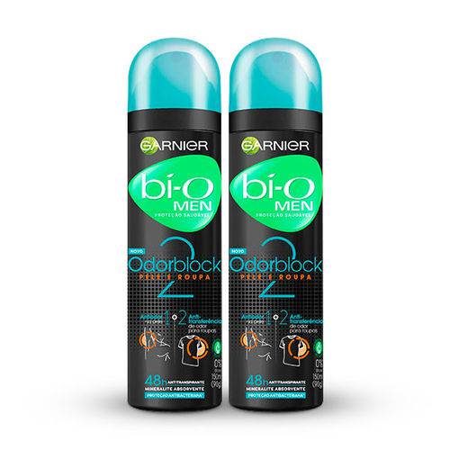 Kit Desodorante Antitranspirante Garnier Bí-o Odorblock2 Masculino Aerosol