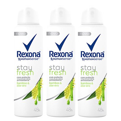 Kit Desodorante Antitranspirante Rexona Bamboo & Aloe Vera Feminino Aerosol 150ml com 3 Unidades