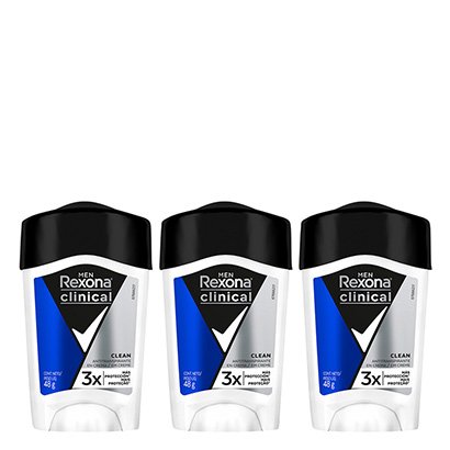 Kit Desodorante Antitranspirante Rexona Clinical Azul Masculino Stick 48g com 3 Unidades