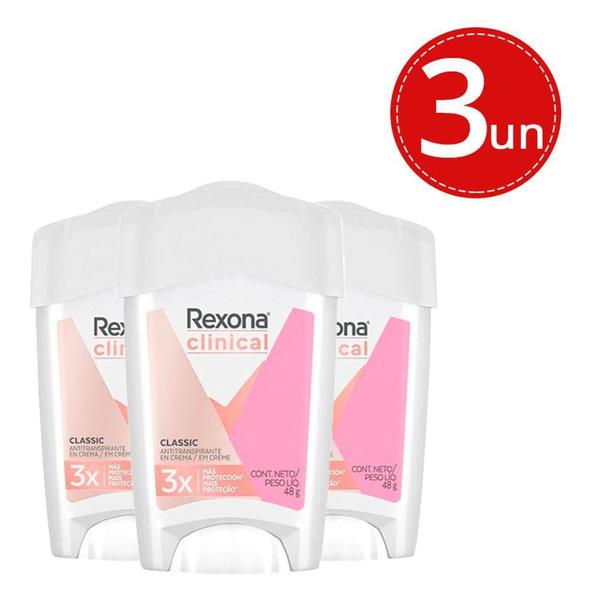 Kit Desodorante Antitranspirante Rexona Clinical Classic Women Stick - 3 Unidades