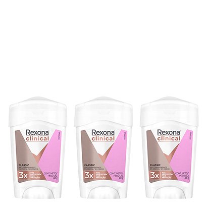 Kit Desodorante Antitranspirante Rexona Clinical Rosa Feminino Stick com 3 Unidades