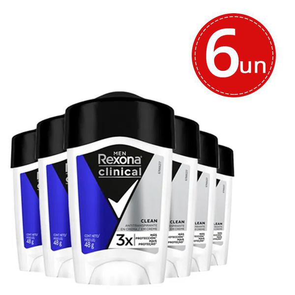 Kit Desodorante Antitranspirante Rexona Men Clinical Clean 48g - 6 Unidades