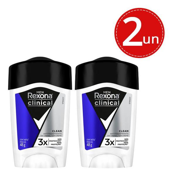 Kit Desodorante Antitranspirante Rexona Men Clinical Clean 48g - 2 Unidades