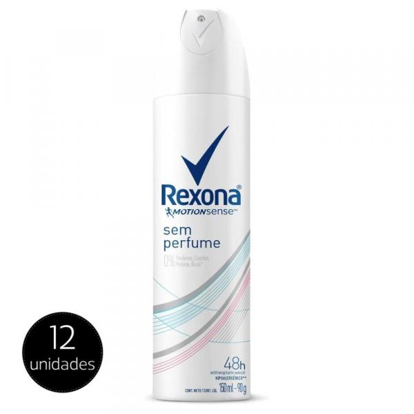 Kit Desodorante Antitranspirante Rexona Sem Perfume Feminino Aerosol 150ml com 12 Unidades