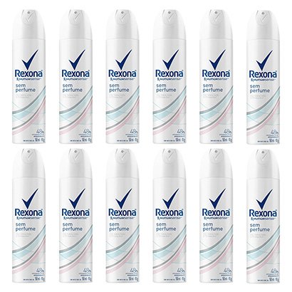 Kit Desodorante Antitranspirante Rexona Sem Perfume Feminino Aerosol 150ml com 12 Unidades