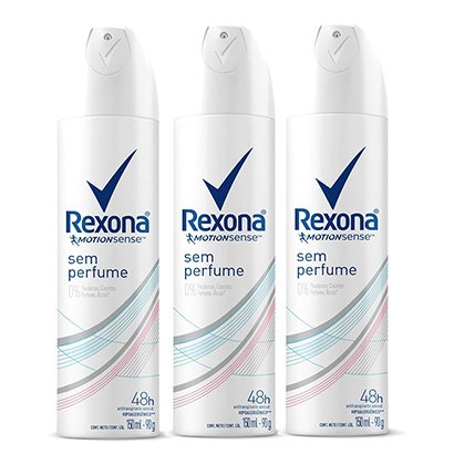 Kit Desodorante Antitranspirante Rexona Sem Perfume Feminino Aerosol 150ml com 3 Unidades