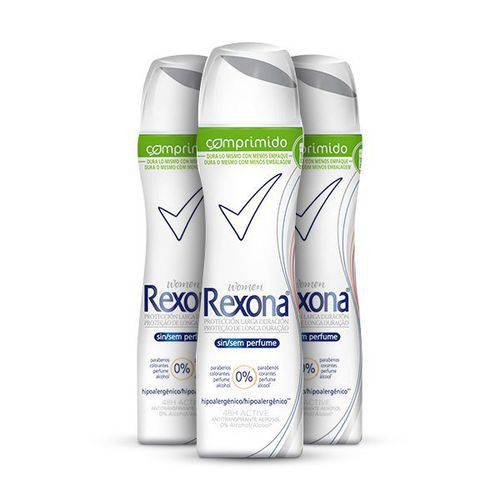 Kit Desodorante Antitranspirante Rexona Sem Perfume Women Aerosol Comprimido