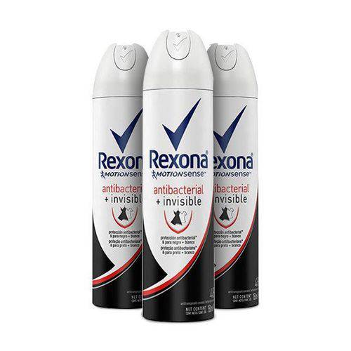Kit Desodorante Antitranspirante Rexona Women Antibacterial + Invisible Aerosol 150ml Leve 3 Pague 2