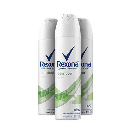 Kit Desodorante Antitranspirante Rexona Women Bamboo Aerosol 3x150ml