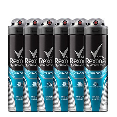 Kit Desodorante Antitranspirante Rexona Xtracool Masculino Aerosol 150ml com 6 Unidades