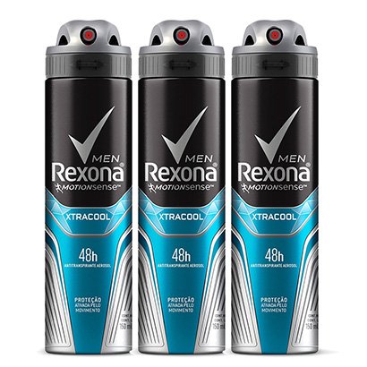 Kit Desodorante Antitranspirante Rexona Xtracool Masculino Aerosol 150ml com 3 Unidades