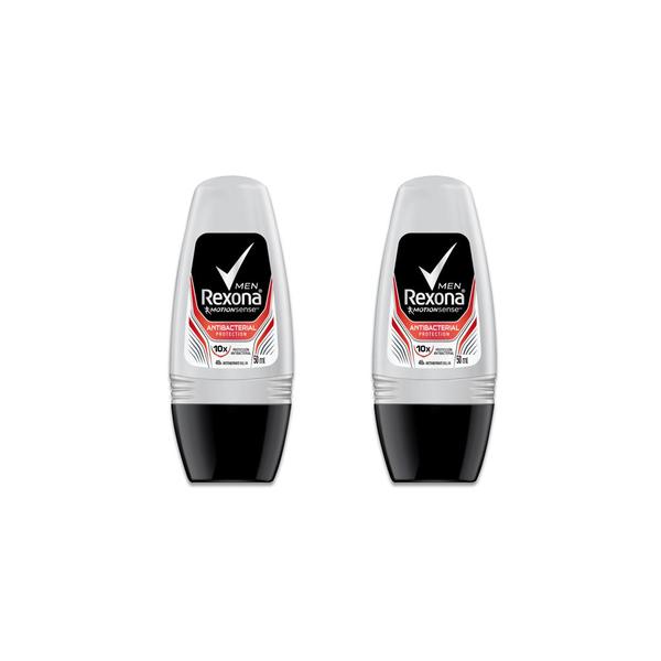 Kit Desodorante Antitranspirante Rollon Rexona Men Antibacteriano 50ml 50 na 2 Unidade