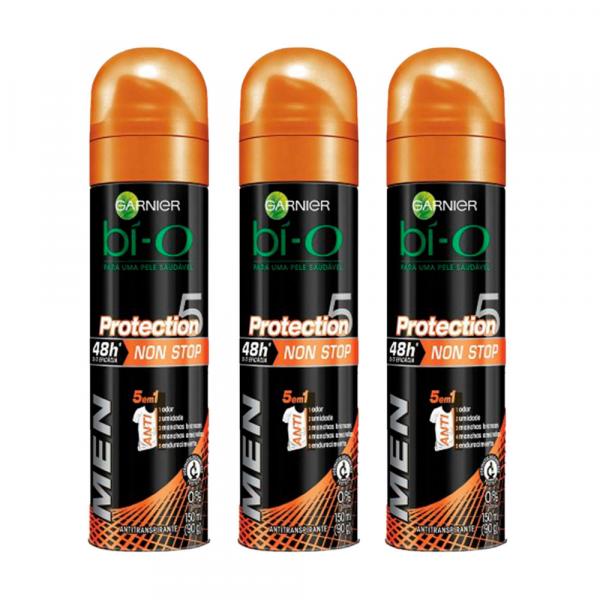 Kit Desodorante Bi-o Protection 5 Masculino Aerosol 150ml 3 Unidades