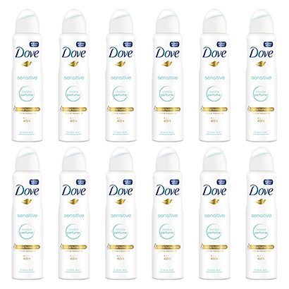 Kit Desodorante Dove Aerosol Antitranspirante Sensitive Feminino 150ml 12 Unidades