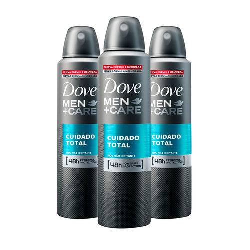 Kit Desodorante Dove Aerosol Masculino Men Care Cuidado Total 89g 3 Unidades