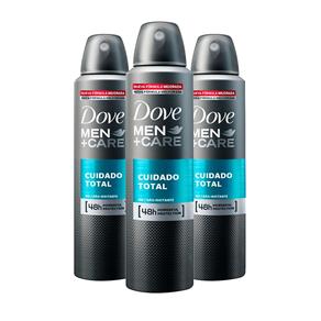 Kit Desodorante Dove Aerosol Masculino Men Care Cuidado Total - 3 Unidades