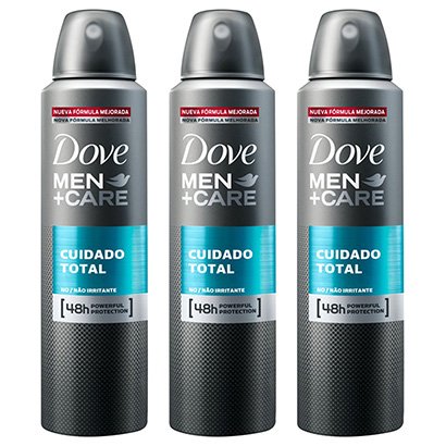 Kit Desodorante Dove Men Care Cuidado Total Aerosol Masculino 150ml com 3 Unidades