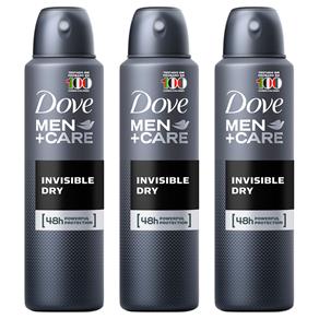 Kit Desodorante Dove Men Care Invisible Dry Masculino Aerosol 89g 3 Unidades