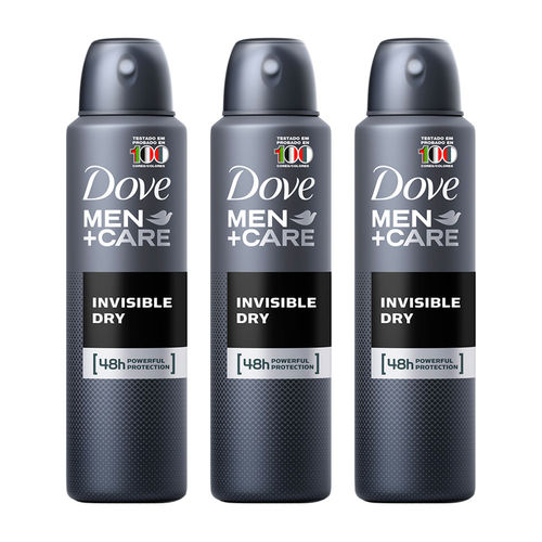 Kit Desodorante Dove Men Care Invisible Dry Masculino Aerosol 89g 3 Unidades