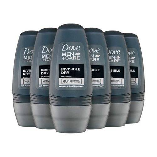 Kit Desodorante Dove Men Care Invisible Dry Roll-On 6 X 50mL