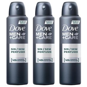 Kit Desodorante Dove Men Care Sem Perfume Masculino Aerosol 89g 3 Unidades