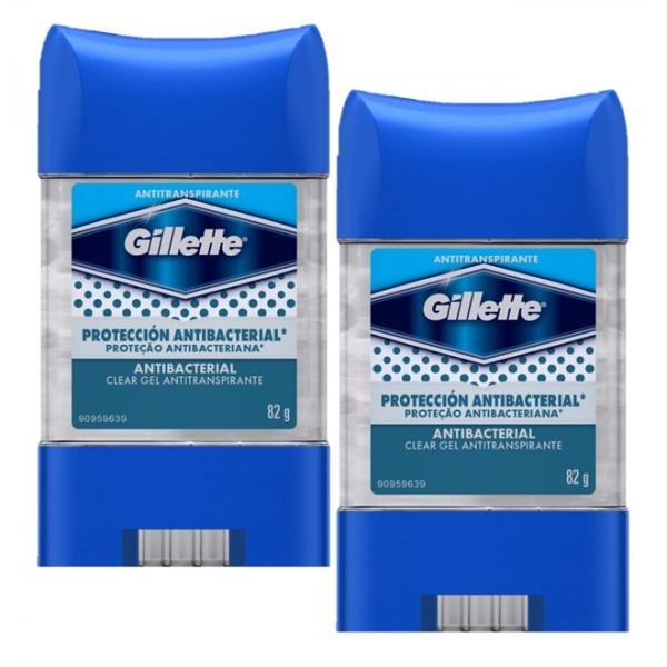 Kit Desodorante Gillette Antitranspirante Clear Gel Antibacterial 82g com 2
