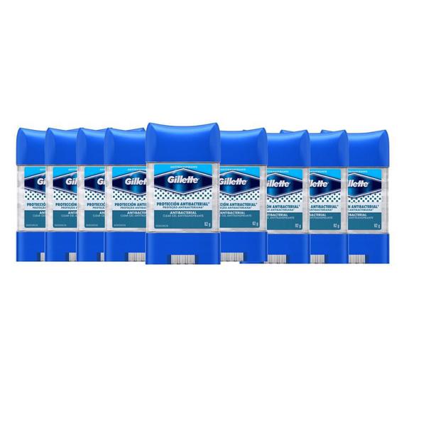 Kit Desodorante Gillette Antitranspirante Clear Gel Antibacterial 82g com 9 Unidades